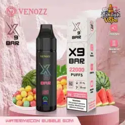Venozz X9 Bar 22000 Puffs Watermelon Bubble Gum